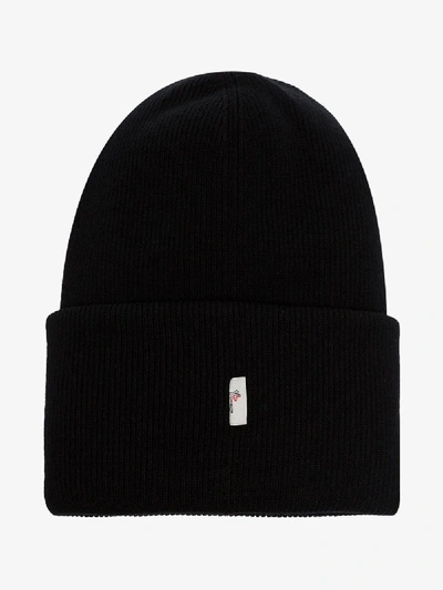 Shop Moncler Black Wool Beanie Hat