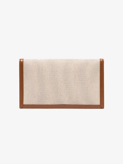 Saint Laurent Uptown Monogram Clutch In Neutrals