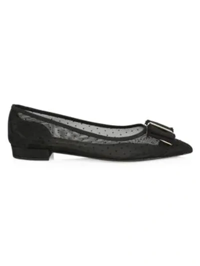 Shop Ferragamo Zeri Pois Point-toe Mesh Flats In Nero