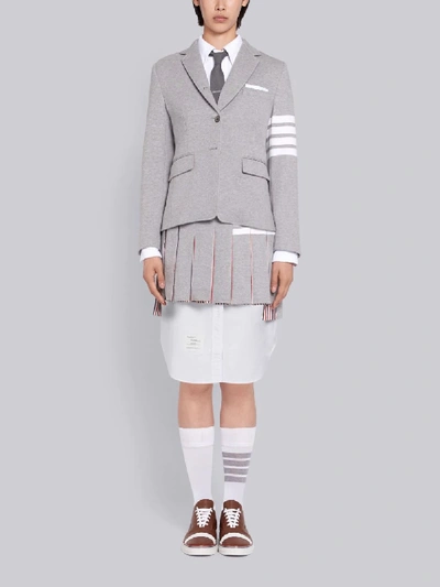 Shop Thom Browne Light Grey Classic Loop Back Mini Pleated Skirt