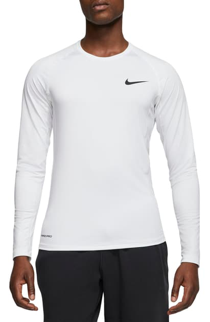 nike pro long sleeve white