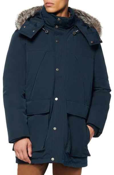 Shop Andrew Marc Amersham Genuine Fox Fur Trim Down Parka In Ink