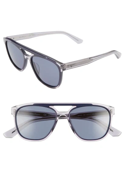 Shop Ferragamo 55mm Navigator Sunglasses In Blue Grey