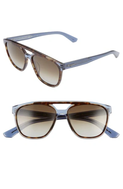 Shop Ferragamo 55mm Navigator Sunglasses In Havana Blue