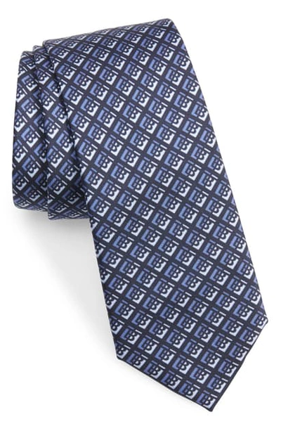 Shop Burberry Manston Monogram Silk Tie In Pebble Blue