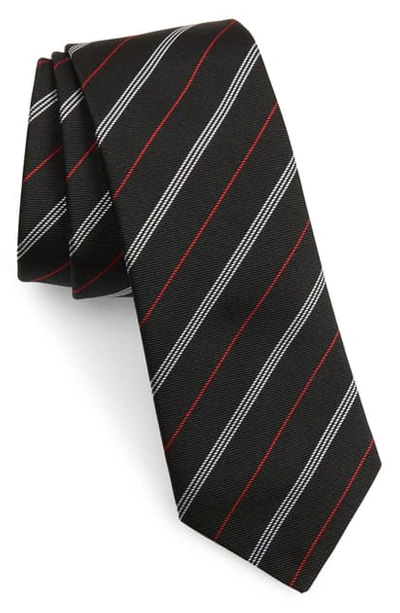 Shop Burberry Manston Stripe Silk Tie In Black