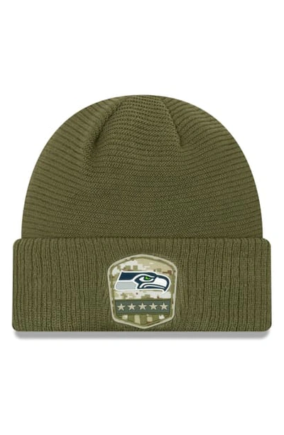 Shop New Era Salute To Service Nfl Beanie In Seattle Seahawks
