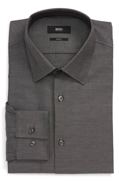 Shop Hugo Boss Slim Fit Solid Dress Shirt In Charcoal