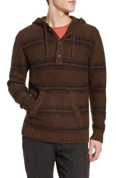 Shop Pendleton Peruvian Hooded Wool & Alpaca Sweater In Brown/ Black Stripes