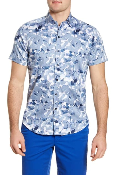 Shop Robert Graham Teasdale Classic Fit Floral Short Sleeve Button-up Shirt In Blue