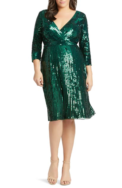 green sequin cocktail dress