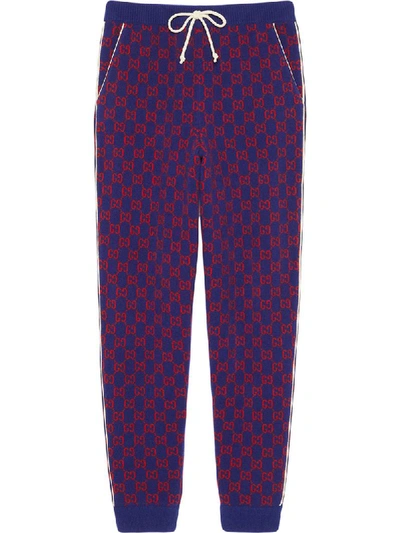 Shop Gucci Monogram Track Pants In Blue