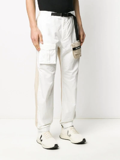 Shop Palm Angels Two-tone Cargo Trousers In White