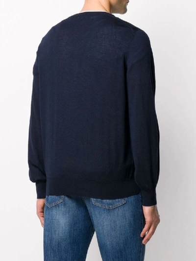 Shop Brunello Cucinelli Long-sleeve Fitted Jumper In Blue