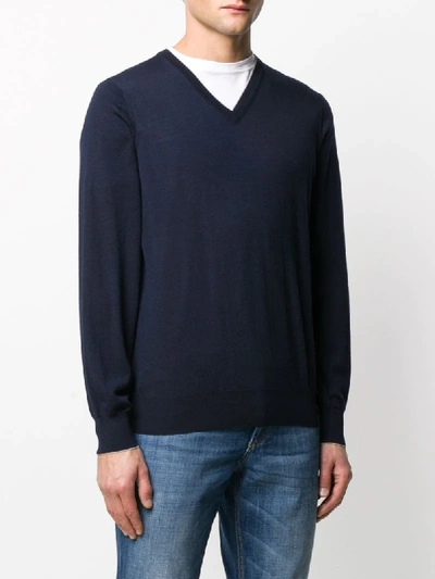 Shop Brunello Cucinelli Long-sleeve Fitted Jumper In Blue