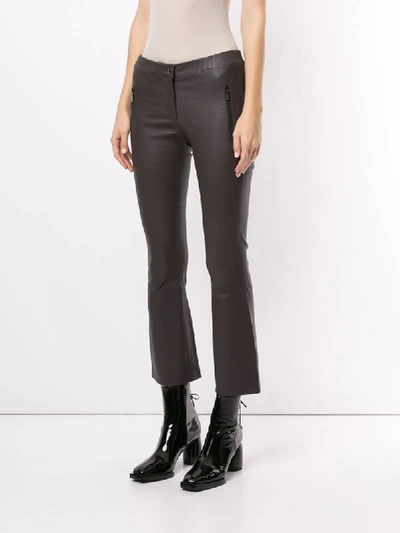 Shop Arma Cropped Flared Trousers In Brown