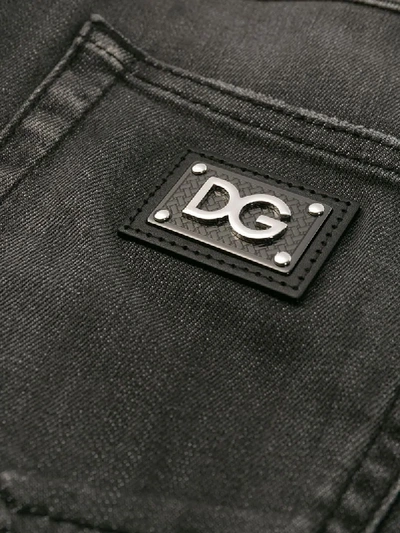Shop Dolce & Gabbana Distressed-effect Slim Fit Jeans In Black