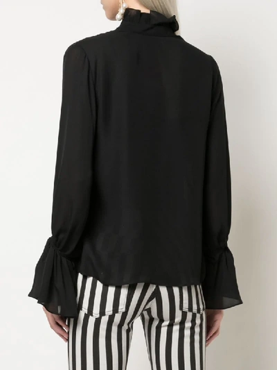 Shop Nili Lotan Demi Ruffled-neck Blouse In Black