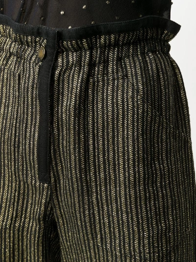 Shop Saint Laurent Striped Paper Bag Trousers In Black