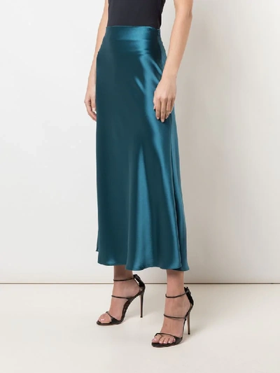 Shop Galvan Valletta Satin Slip Skirt In Blue