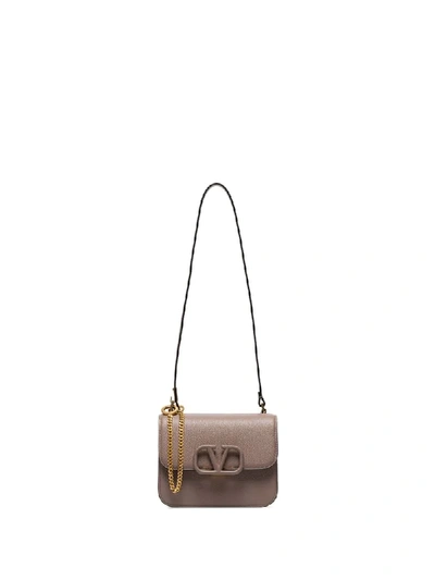 Shop Valentino Vsling Logo-embellished Shoulder Bag In Grey