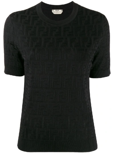 Shop Fendi Ff Motif Knitted Top In Black