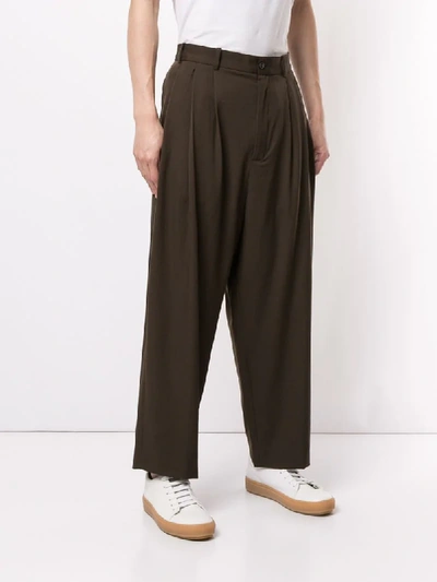 Shop Hed Mayner Pleated Straight-leg Trousers In Grey