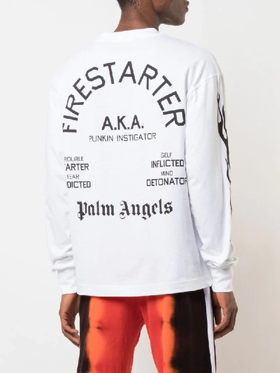 Shop Palm Angels Burning Skeleton Print T-shirt In White ,multicolour
