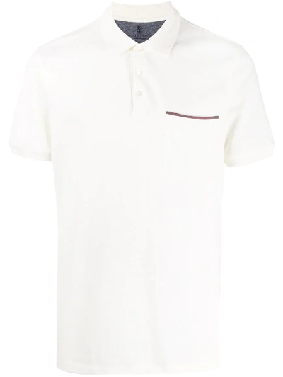 Shop Brunello Cucinelli Poloshirt Mit Brusttasche In White