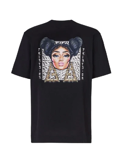 Shop Fendi Prints On Metallic Logo T-shirt In Black