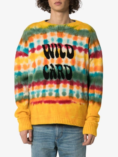 Shop The Elder Statesman Wild Card Tie-dyed Cashmere Jumper In Yellow