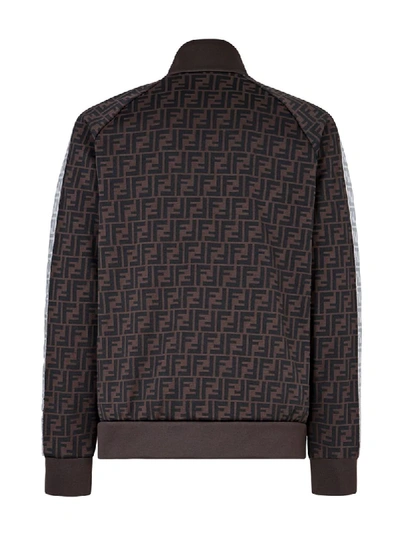 Shop Fendi Prints On Monogram Zipped Jacket In Brown