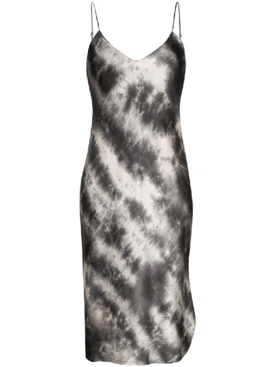 Shop Nili Lotan Tie-dye Midi Slip Dress In Grey