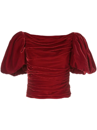 Shop Khaite Kai Puff-sleeves Top In Red
