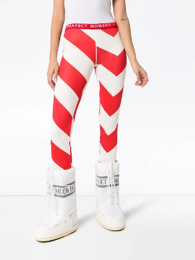 Shop Perfect Moment Thermal Striped Leggings In White