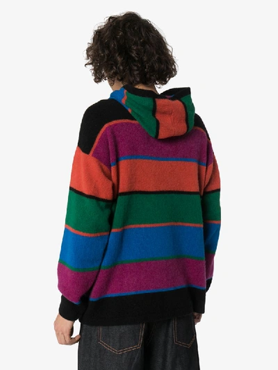 Shop The Elder Statesman Stripe Pattern Cashmere Hoodie In Orange