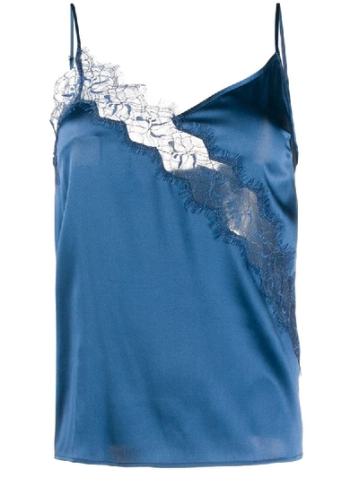 Shop Pinko Scalloped Lace Slip Vest In Blue