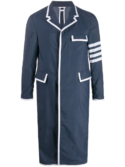 Shop Thom Browne 4-bar Trimmed Coat In Blue