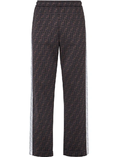 Shop Fendi Prints On Ff Track Pants In Brown