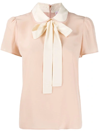 Shop Red Valentino Peter Pan Collar Blouse In Neutrals