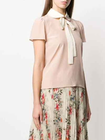 Shop Red Valentino Peter Pan Collar Blouse In Neutrals