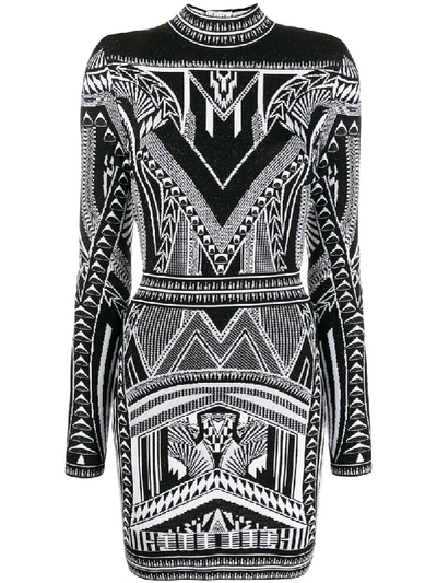 Shop Balmain Open Back Knitted Dress In Black