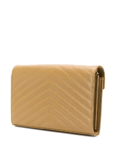 Shop Saint Laurent Monogram Chain Wallet In Neutrals