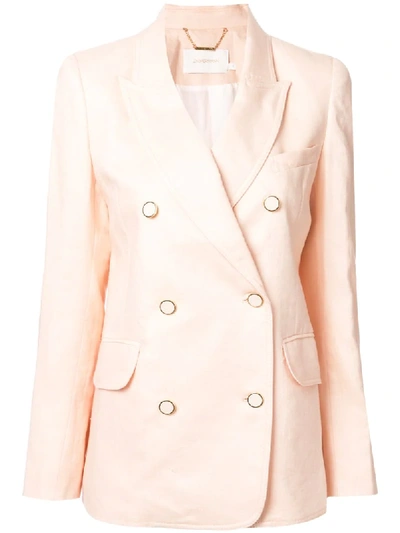 Shop Zimmermann Super Eight Double-breasted Blazer In Pink