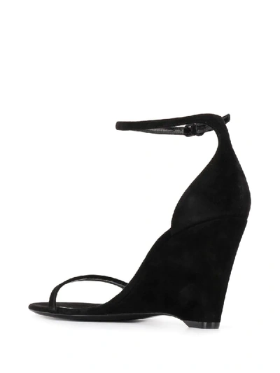 Shop Saint Laurent Wedge Heel 90mm Sandals In Black