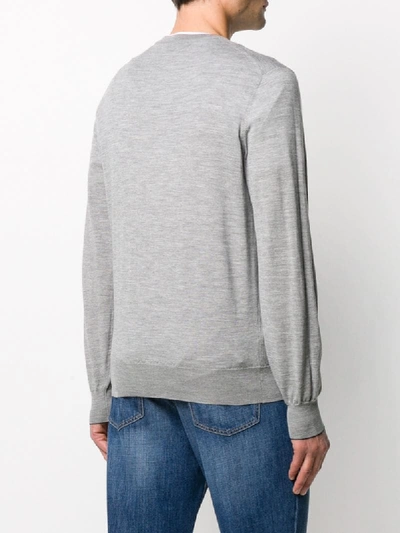 Shop Brunello Cucinelli Long-sleeve Fitted Jumper In Grey