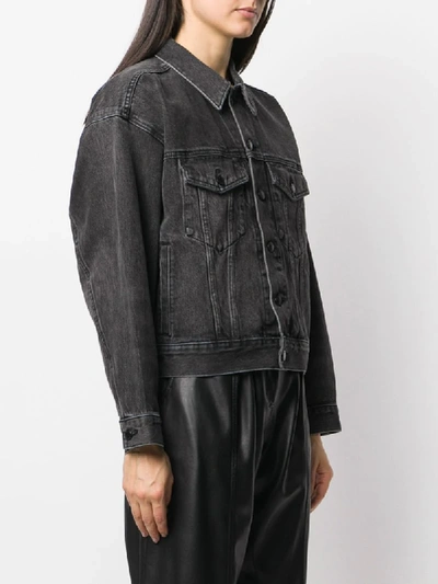 Shop Alexander Wang T Denim Boyfriend Jacket In Grey