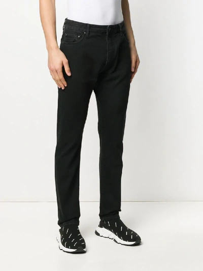 Shop Palm Angels Logo Print Straight Jeans In Black