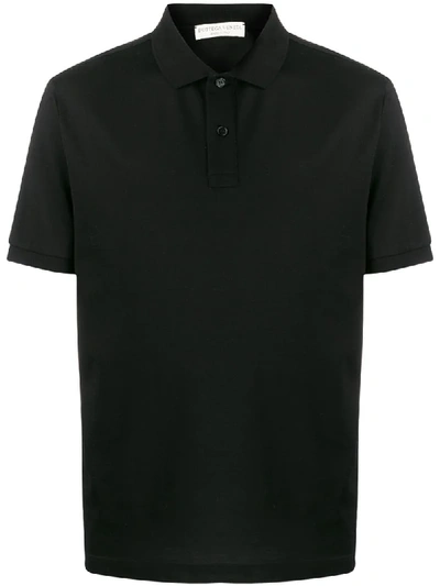 Shop Bottega Veneta Embroidered Logo Polo Shirt In Black