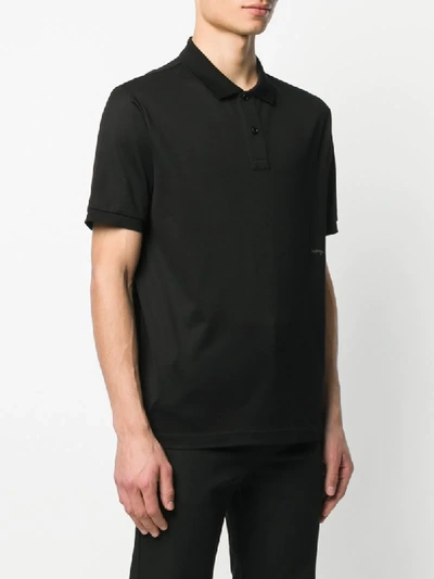 Shop Bottega Veneta Embroidered Logo Polo Shirt In Black